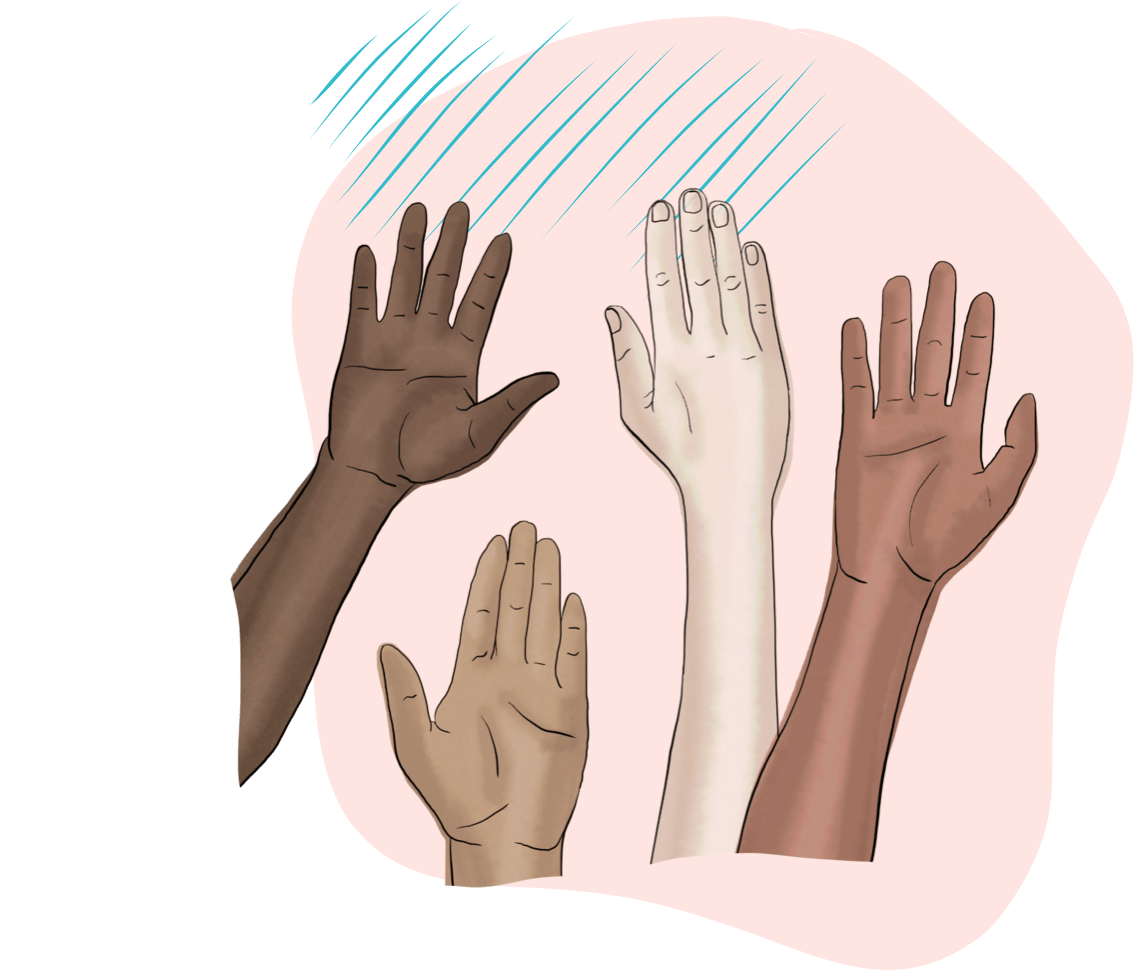 Illustration of hands in the air