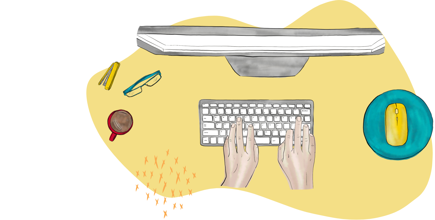 Illustration of using computer